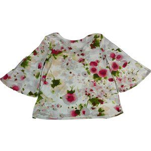 The Limited Women's Back Tie Wide Sleeve Loose Fit Blouse Size XL White Pink